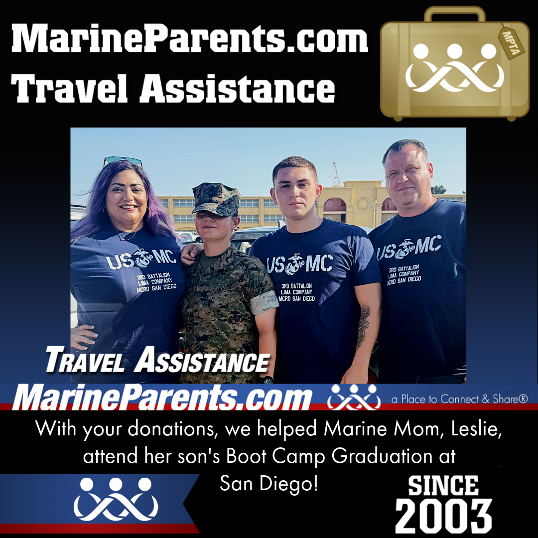 Marine Parents USMC Travel Assistance Boot Camp Graduation